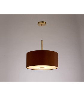 Baymont Antique Brass E27 Single Pendant With 40cm Dual Faux Silk Shade Raw Cocoa/Grecian Bronze-2