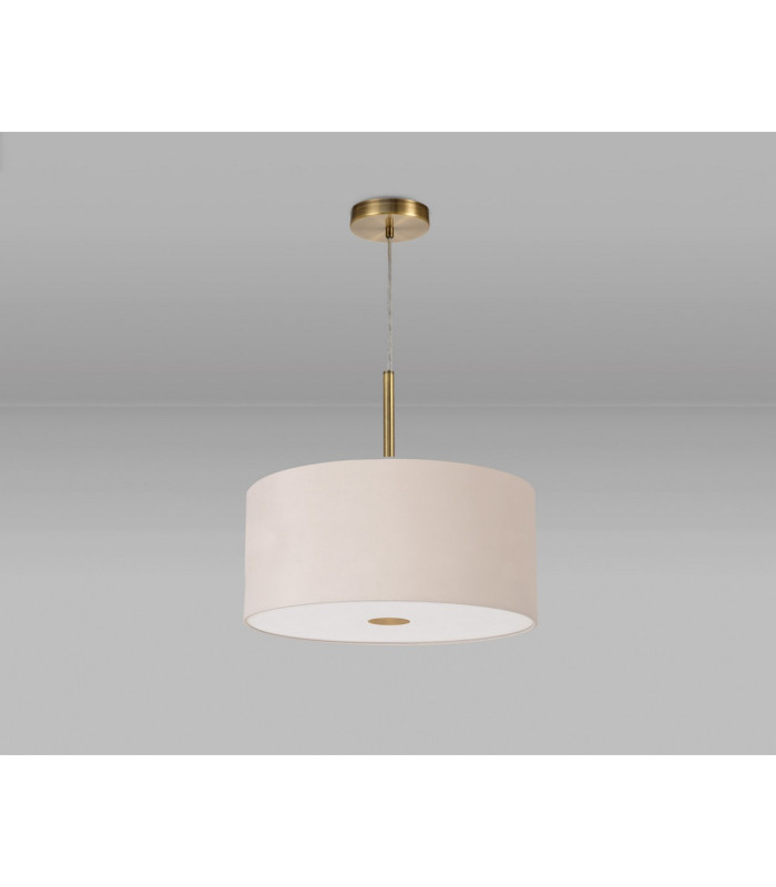 Baymont Antique Brass E27 Single Pendant With 40cm x 18cm Dual Faux Silk Shade Nude Beige/Moonlight-14