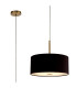 Baymont Antique Brass E27 Single Pendant With 40cm x 18cm Dual Faux Silk Shade Black/Green Olive-1