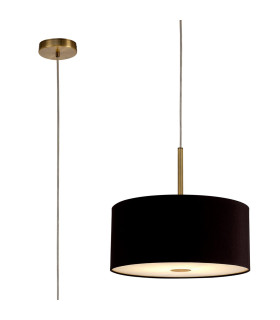 Baymont Antique Brass E27 Single Pendant With 40cm x 18cm Dual Faux Silk Shade Black/Green Olive-1