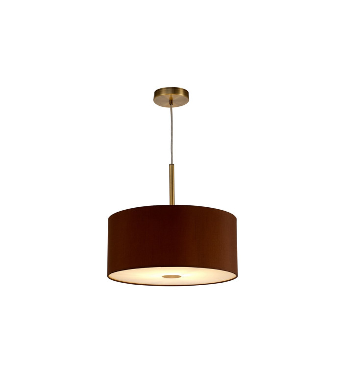 Baymont Antique Brass E27 Single Pendant With 40cm Dual Faux Silk Shade Raw Cocoa/Grecian Bronze-4