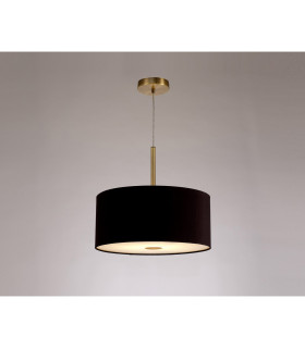 Baymont Antique Brass E27 Single Pendant With 40cm x 18cm Dual Faux Silk Shade Black/Green Olive-2