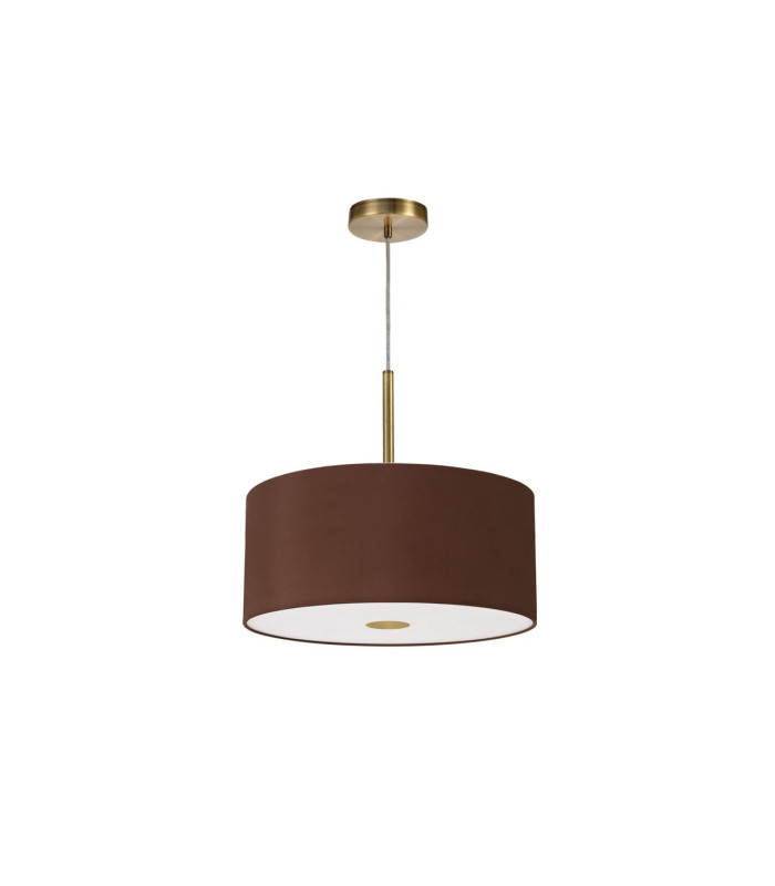 Baymont Antique Brass E27 Single Pendant With 40cm Dual Faux Silk Shade Raw Cocoa/Grecian Bronze-5