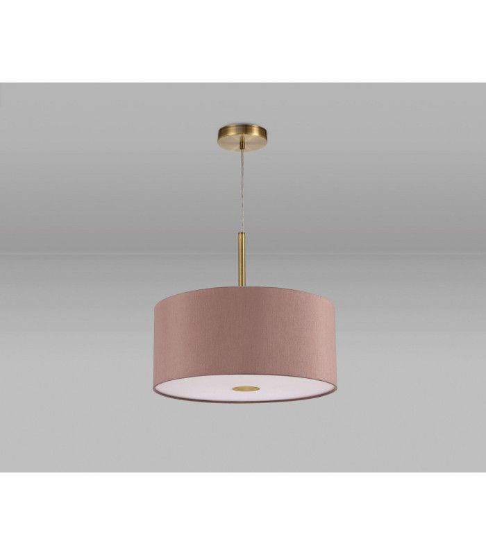 Baymont Antique Brass E27 Single Pendant With 40cm x 18cm Dual Faux Silk Shade Taupe/Halo Gold-14
