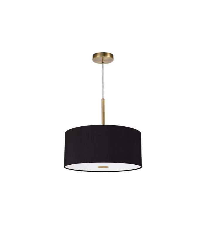 Baymont Antique Brass E27 Single Pendant With 40cm x 18cm Dual Faux Silk Shade Black/Green Olive-5