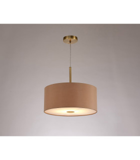 Baymont Antique Brass E27 Single Pendant With 40cm x 18cm Dual Faux Silk Shade Antique Gold/Ruby-2