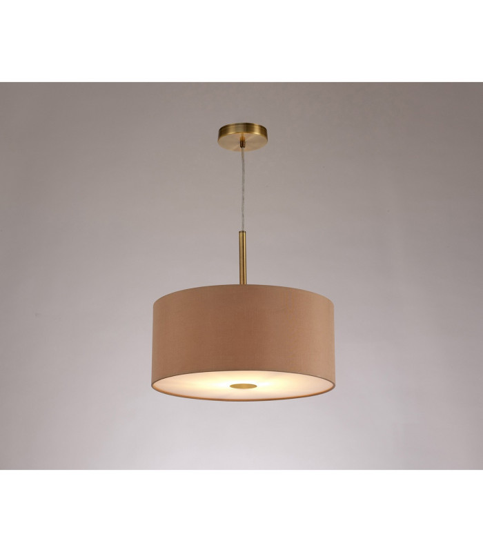 Baymont Antique Brass E27 Single Pendant With 40cm x 18cm Dual Faux Silk Shade Antique Gold/Ruby-2