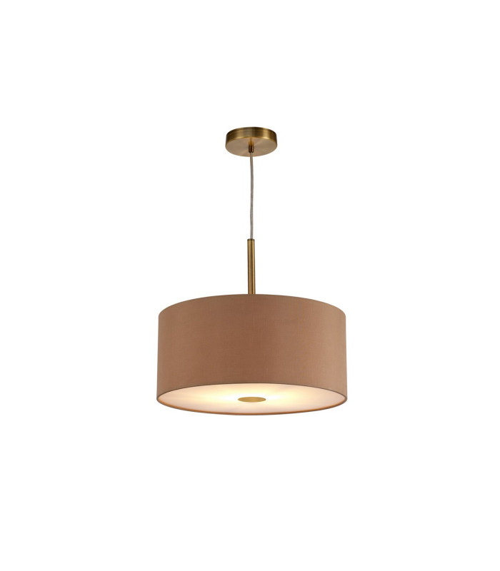 Baymont Antique Brass E27 Single Pendant With 40cm x 18cm Dual Faux Silk Shade Antique Gold/Ruby-4