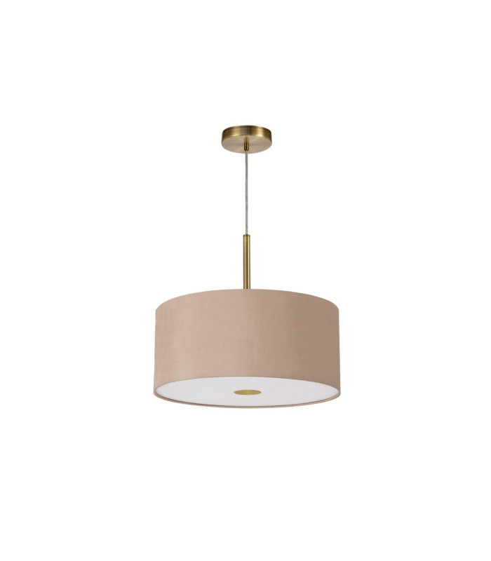 Baymont Antique Brass E27 Single Pendant With 40cm x 18cm Dual Faux Silk Shade Antique Gold/Ruby-5