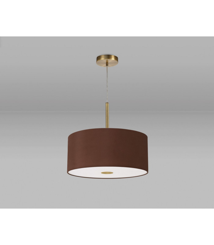 Baymont Antique Brass E27 Single Pendant With 40cm Dual Faux Silk Shade Raw Cocoa/Grecian Bronze-14