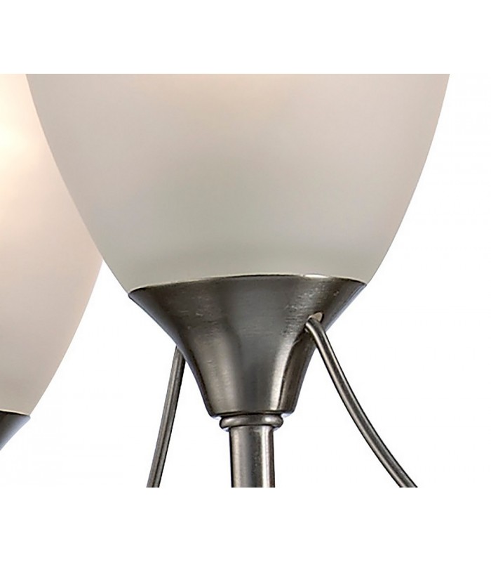 Ceiling 5 Light Ceiling Pendant, Semi Flush Convertible E14 Satin Nickel, Opal Glass - 10