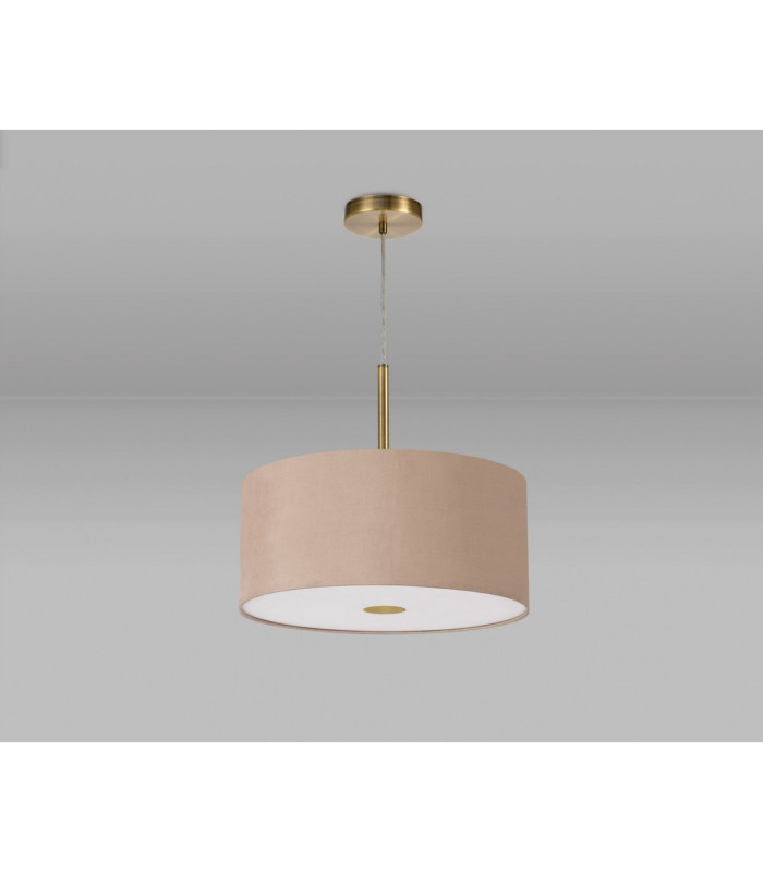 Baymont Antique Brass E27 Single Pendant With 40cm x 18cm Dual Faux Silk Shade Antique Gold/Ruby-14