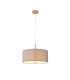 Baymont Antique Brass E27 Single Pendant With 40cm x 18cm Faux Silk Shade Grey/White Laminate-4