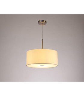 Baymont Satin Nickel E27 Single Pendant With 40cm x 18cm Faux Silk Shade Ivory Pearl/White Laminate-2