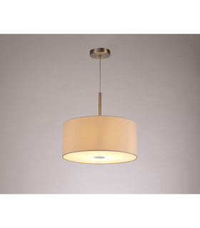 Baymont Satin Nickel E27 Single Pendant With 40cm x 18cm Dual Faux Silk Shade Nude Beige/Moonlight-2