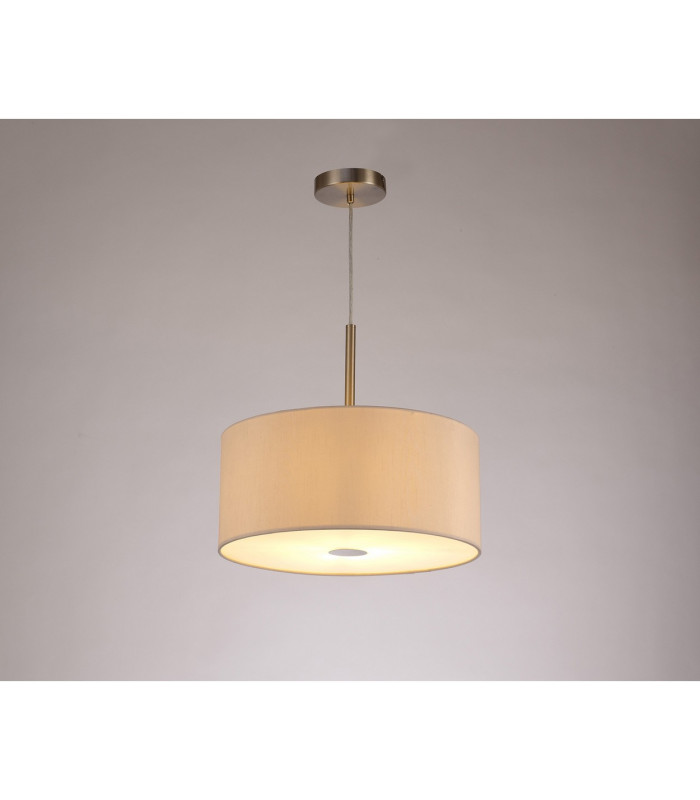 Baymont Satin Nickel E27 Single Pendant With 40cm x 18cm Dual Faux Silk Shade Nude Beige/Moonlight-2