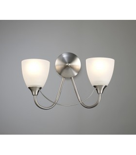 Wall Lamp 2 Light E14 Satin Nickel, Opal Glass - 2