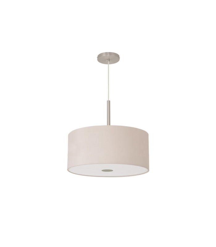 Baymont Satin Nickel E27 Single Pendant With 40cm x 18cm Dual Faux Silk Shade Nude Beige/Moonlight-5