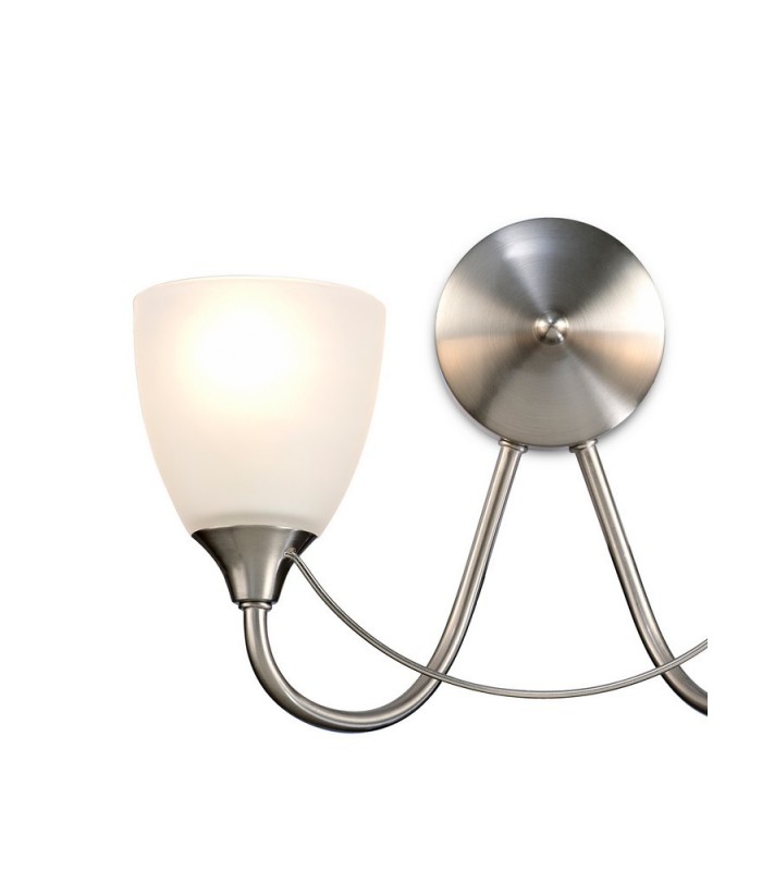 Wall Lamp 2 Light E14 Satin Nickel, Opal Glass - 4