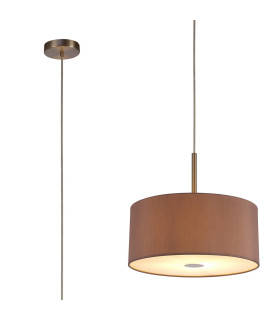 Baymont Satin Nickel E27 Single Pendant With 40cm x 18cm Dual Faux Silk Shade Taupe/Halo Gold-1