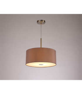 Baymont Satin Nickel E27 Single Pendant With 40cm x 18cm Dual Faux Silk Shade Taupe/Halo Gold-2