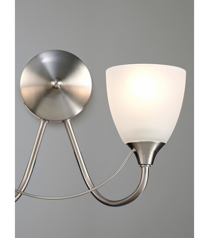 Wall Lamp 2 Light E14 Satin Nickel, Opal Glass - 6