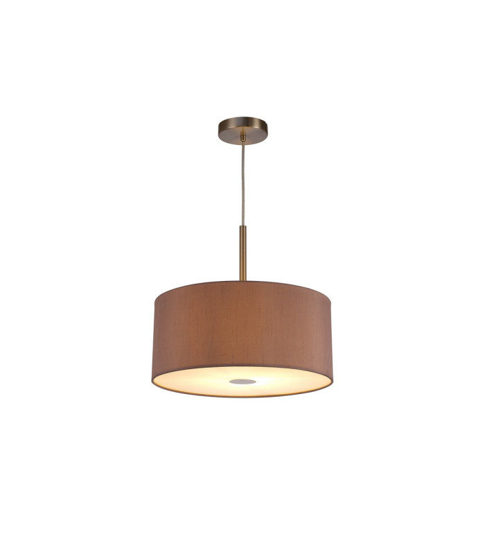 Baymont Satin Nickel E27 Single Pendant With 40cm x 18cm Dual Faux Silk Shade Taupe/Halo Gold-4