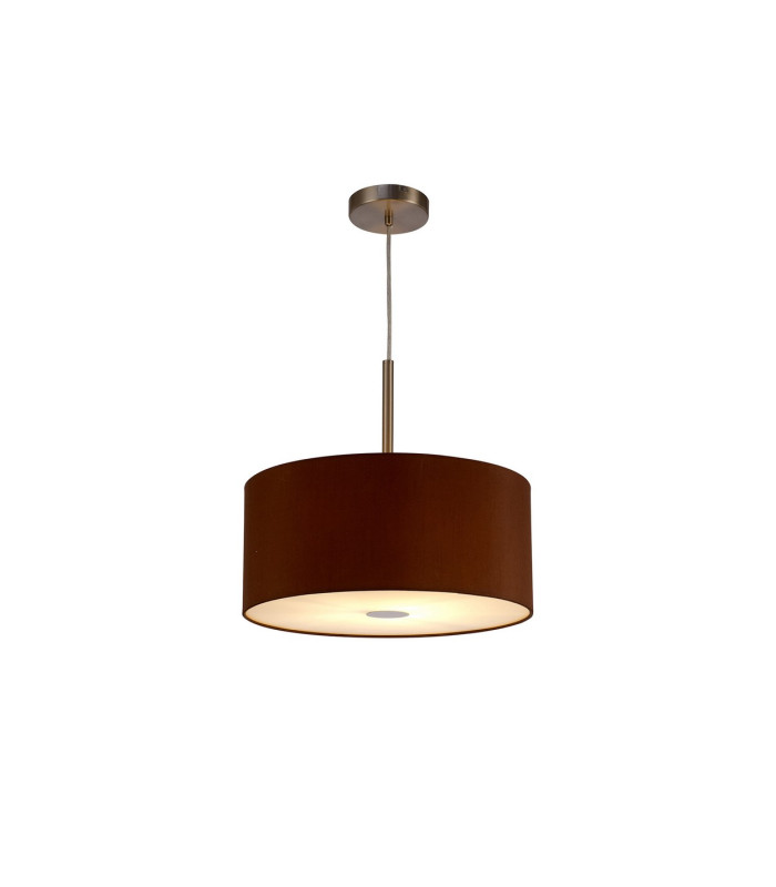 Baymont Satin Nickel E27 Single Pendant With 40cm x 18cm Dual Faux Silk Shade Raw Cocoa/Grecian Bronze-4