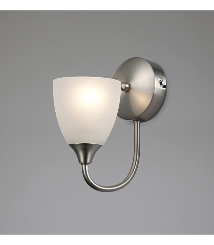 Wall Lamp 1 Light E14 Satin Nickel, Opal Glass - 2