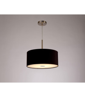 Baymont Satin Nickel E27 Single Pendant With 40cm x 18cm Dual Faux Silk Shade Black/Green Olive-2