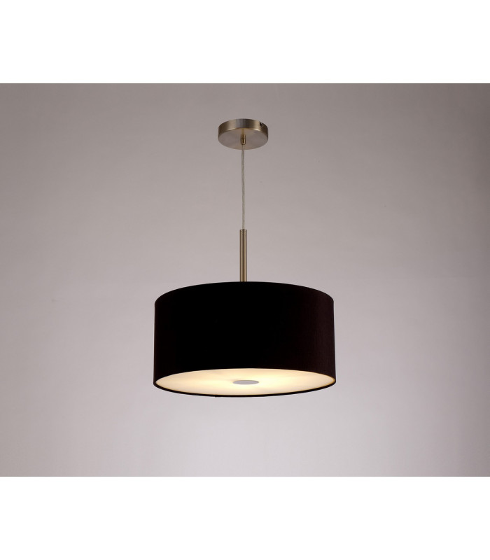 Baymont Satin Nickel E27 Single Pendant With 40cm x 18cm Dual Faux Silk Shade Black/Green Olive-2