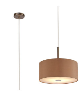Baymont Satin Nickel E27 Single Pendant With 40cm x 18cm Dual Faux Silk Shade Antique Gold/Ruby-1