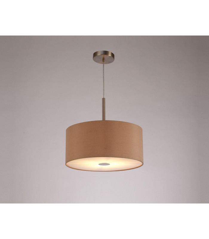 Baymont Satin Nickel E27 Single Pendant With 40cm x 18cm Dual Faux Silk Shade Antique Gold/Ruby-2