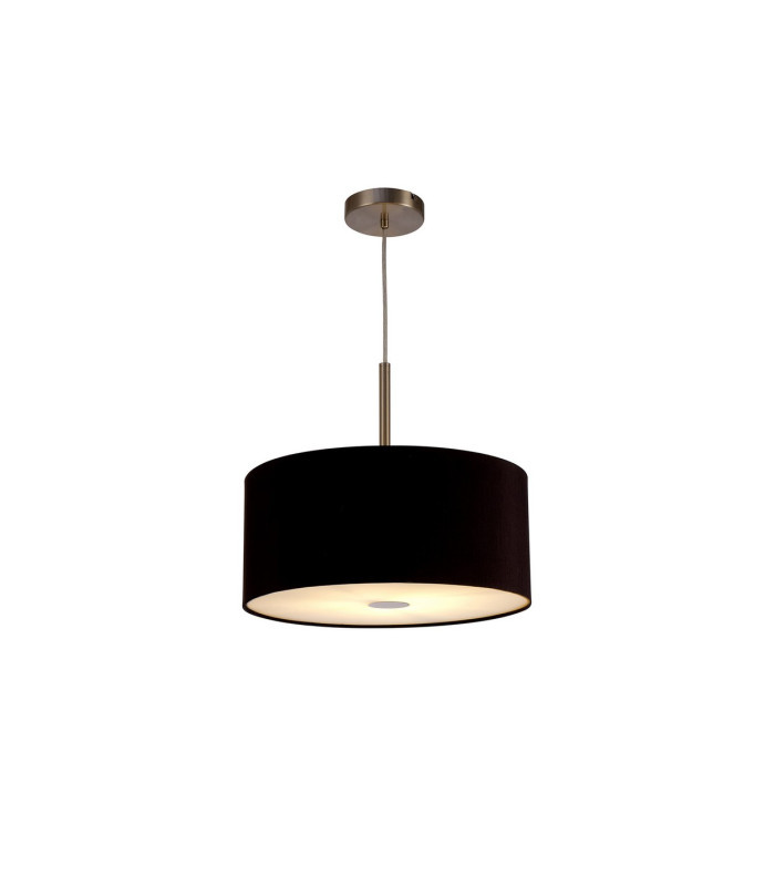 Baymont Satin Nickel E27 Single Pendant With 40cm x 18cm Dual Faux Silk Shade Black/Green Olive-4