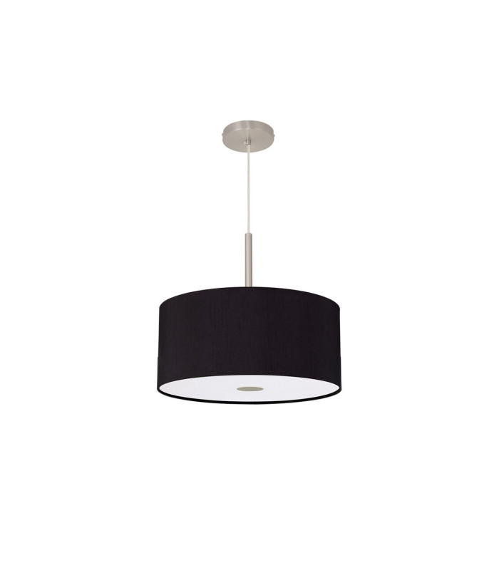 Baymont Satin Nickel E27 Single Pendant With 40cm x 18cm Dual Faux Silk Shade Black/Green Olive-5