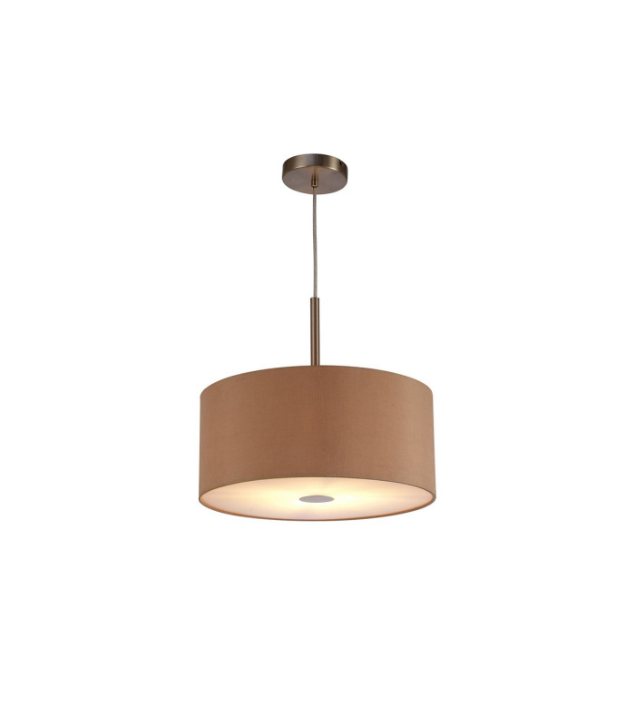 Baymont Satin Nickel E27 Single Pendant With 40cm x 18cm Dual Faux Silk Shade Antique Gold/Ruby-4