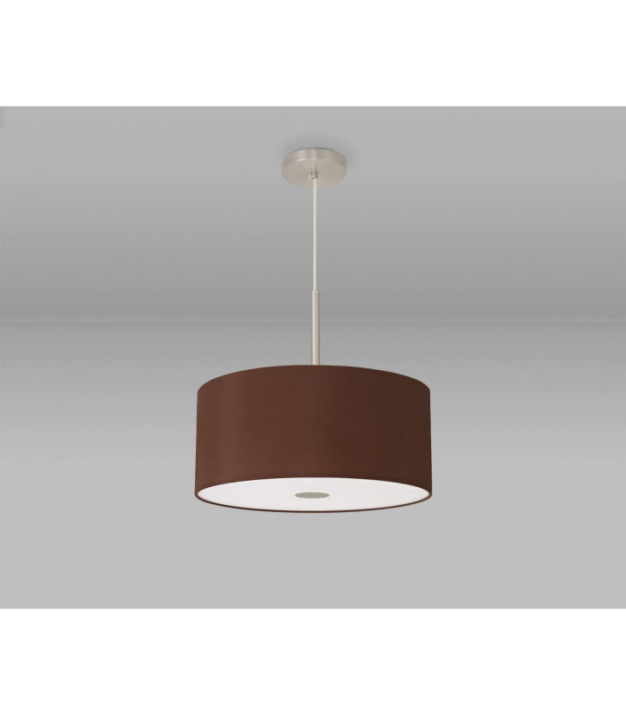 Baymont Satin Nickel E27 Single Pendant With 40cm x 18cm Dual Faux Silk Shade Raw Cocoa/Grecian Bronze-14