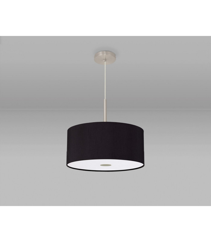 Baymont Satin Nickel E27 Single Pendant With 40cm x 18cm Dual Faux Silk Shade Black/Green Olive-14