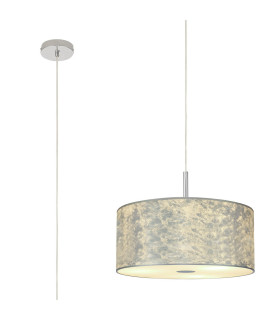 Baymont Polished Chrome E27 Single Pendant With 40cm x 18cm Silver Leaf Shade With Frosted/PC Acrylic Diffuser-1