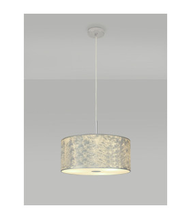 Baymont Polished Chrome E27 Single Pendant With 40cm x 18cm Silver Leaf Shade With Frosted/PC Acrylic Diffuser-2