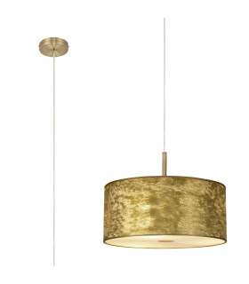 Baymont Antique Brass E27 Single Pendant With 40cm x 18cm Gold Leaf Shade With Frosted/AB Acrylic Diffuser-1