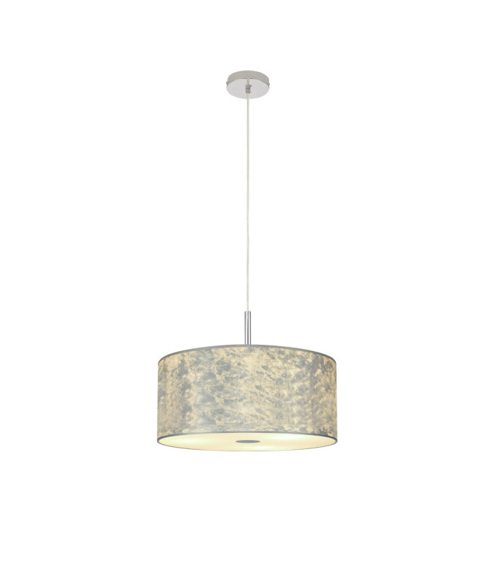 Baymont Polished Chrome E27 Single Pendant With 40cm x 18cm Silver Leaf Shade With Frosted/PC Acrylic Diffuser-4