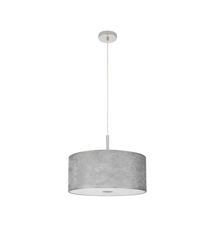 Baymont Polished Chrome E27 Single Pendant With 40cm x 18cm Silver Leaf Shade With Frosted/PC Acrylic Diffuser-5