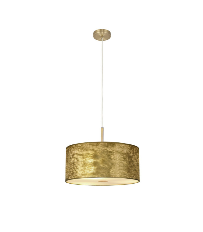Baymont Antique Brass E27 Single Pendant With 40cm x 18cm Gold Leaf Shade With Frosted/AB Acrylic Diffuser-4