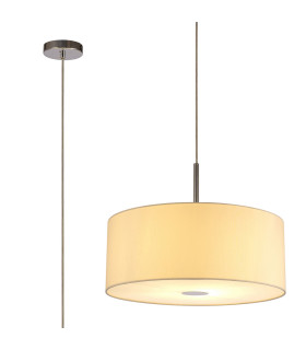 Baymont Polished Chrome E27 Single Pendant With 50cm x 20cm Faux Silk Shade Ivory Pearl/White Laminate-1