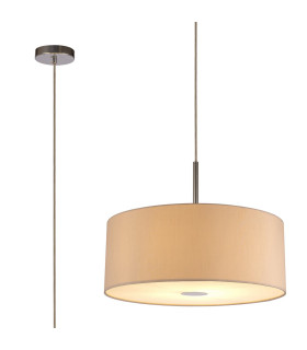 Baymont Polished Chrome E27 Single Pendant With 50cm x 20cm Dual Faux Silk Shade Nude Beige/Moonlight-1