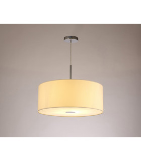 Baymont Polished Chrome E27 Single Pendant With 50cm x 20cm Faux Silk Shade Ivory Pearl/White Laminate-2