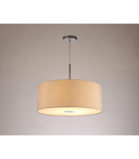 Baymont Polished Chrome E27 Single Pendant With 50cm x 20cm Dual Faux Silk Shade Nude Beige/Moonlight-2