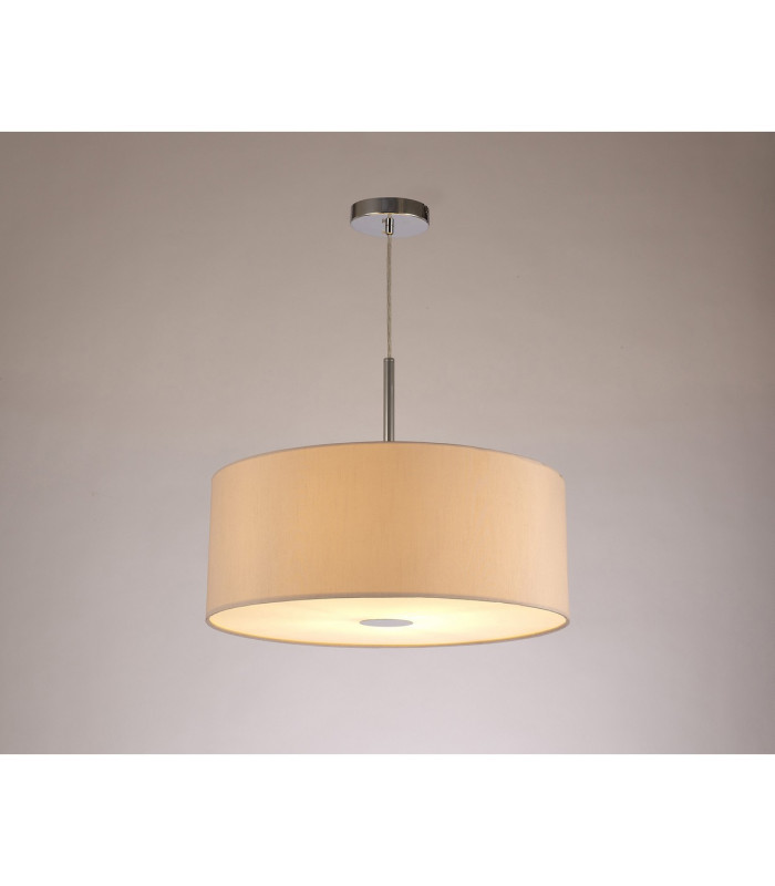 Baymont Polished Chrome E27 Single Pendant With 50cm x 20cm Dual Faux Silk Shade Nude Beige/Moonlight-2