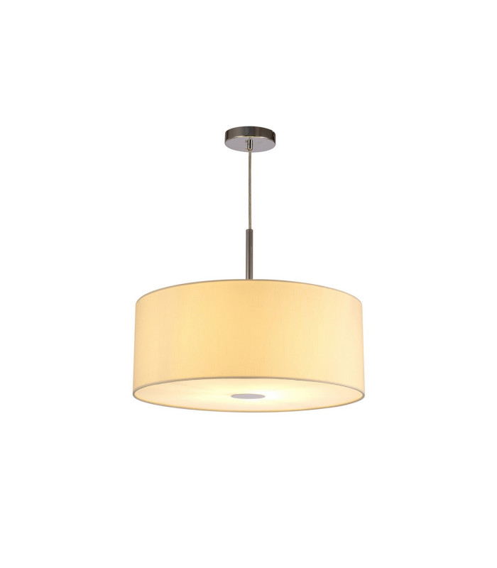 Baymont Polished Chrome E27 Single Pendant With 50cm x 20cm Faux Silk Shade Ivory Pearl/White Laminate-4